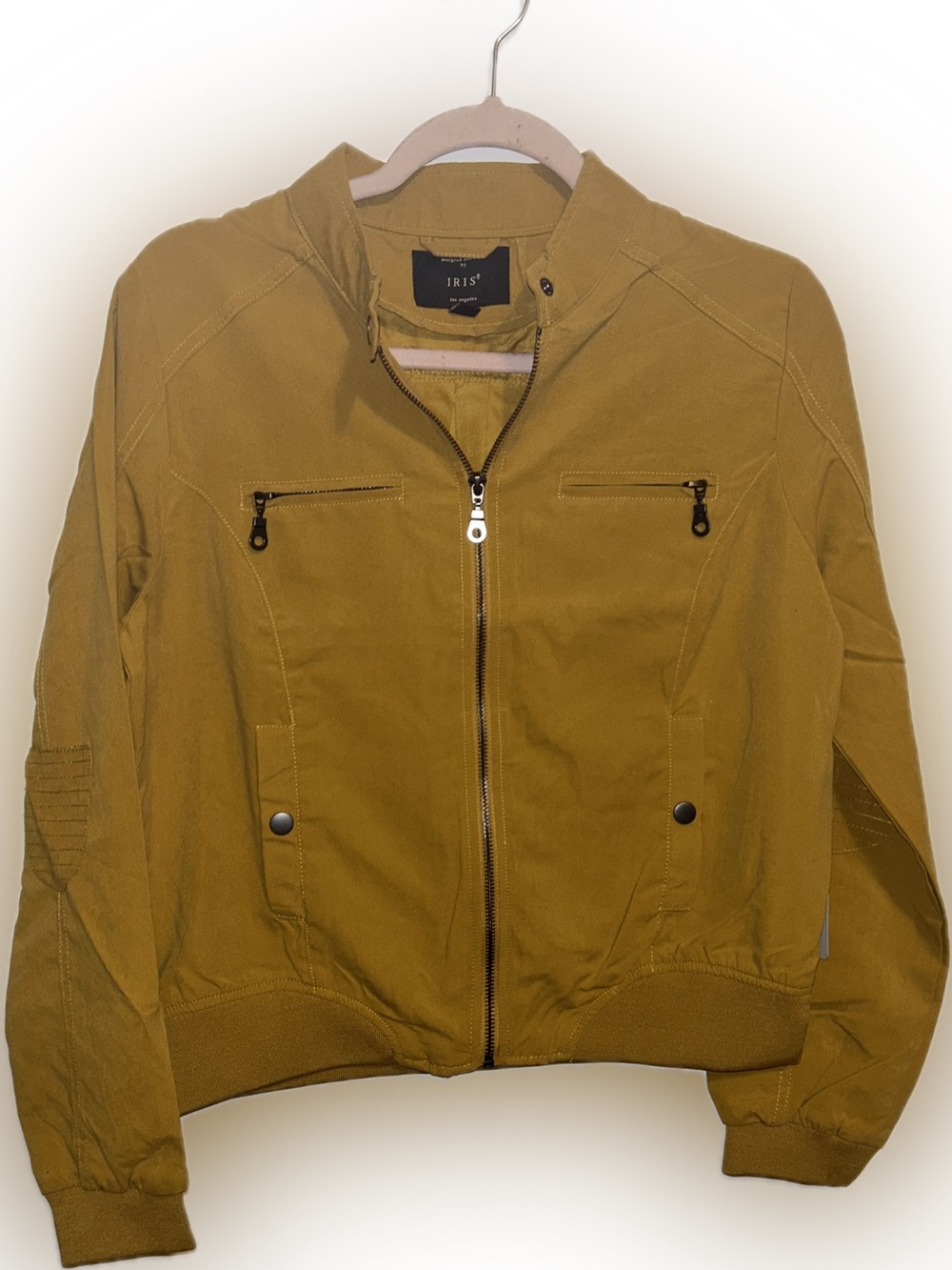iris mustard yellow zip-front bomber jacket